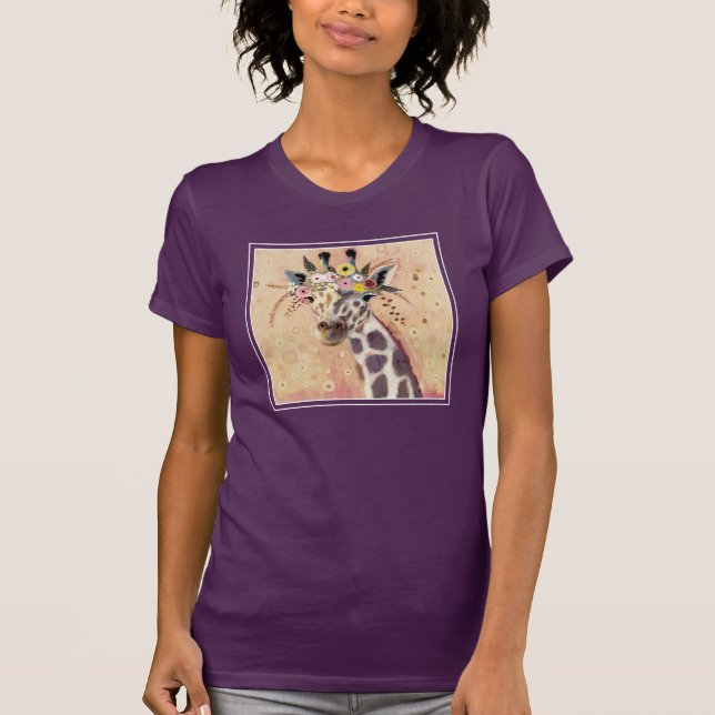 Camiseta Klimt Giraffe | Adornada Em Flores (Frente)