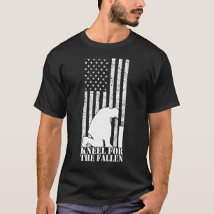 Camiseta Kneel Para A Bandeira Americana Falsa Vermelha 4 D