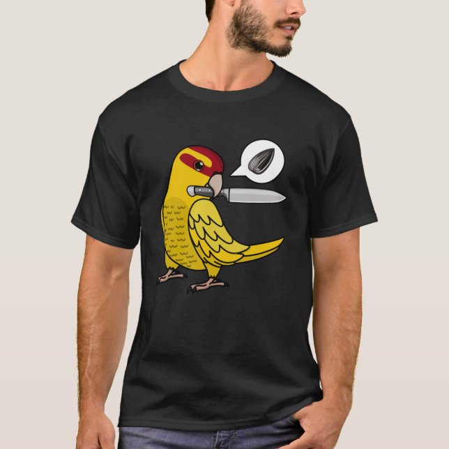Camiseta Knife Parrot Quer Sementes I Amarelo Lutino Kakari (Frente)