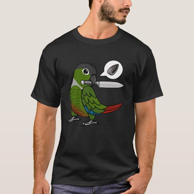 Camiseta Knife Parrot Quer Sementes I Green Cheek Conure (Frente)