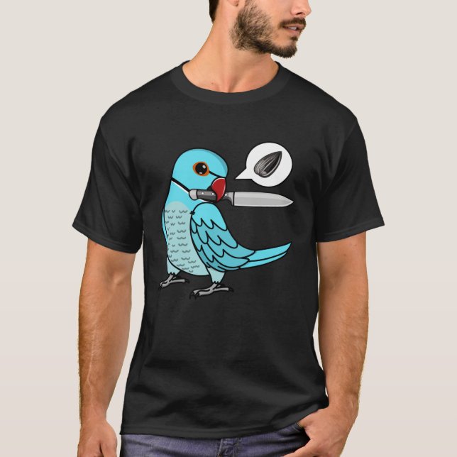 Camiseta Knife Parrot Wants Seeds I Blue Indian Ringneck (Frente)