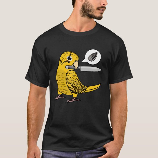 Camiseta Knife Parrot Wants Seeds I Yellow Lutino Budgie Bu (Frente)