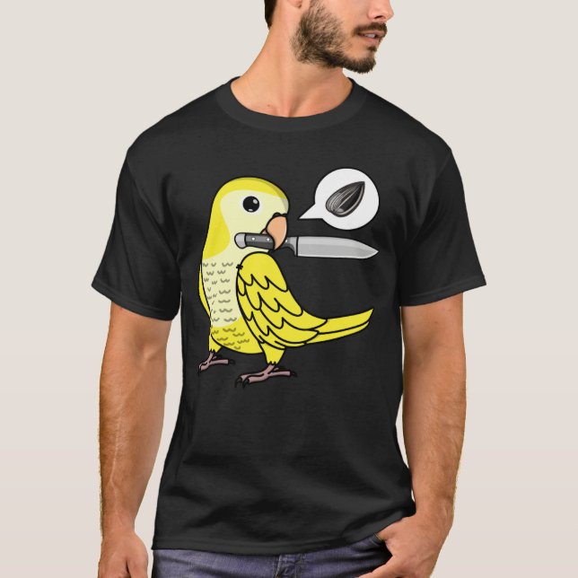 Camiseta Knife Parrot Wants Seeds I Yellow Lutino Monk Para (Frente)