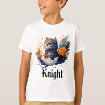 Knight Cat Heroic Warrior e crianças rosas