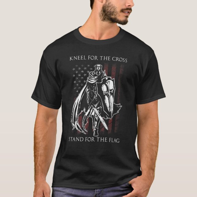 Camiseta Knight Templar American Flag Crusader Warrior Ren (Frente)