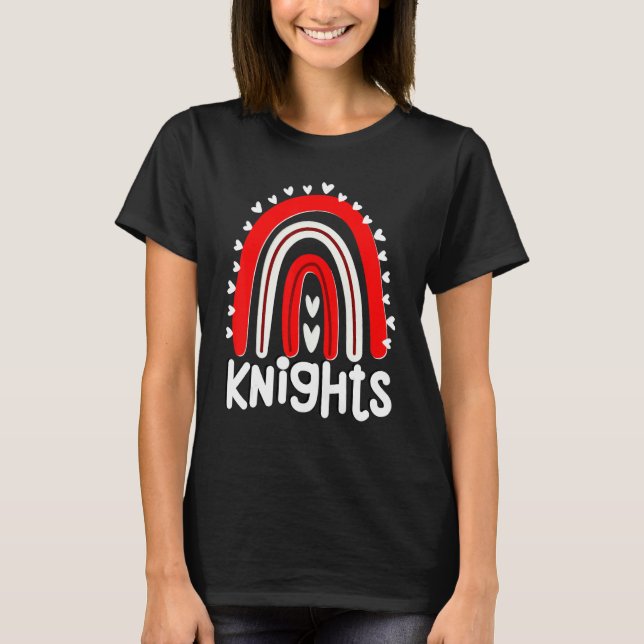 Camiseta Knights School Mascot Hearts Rainbow Knight Sports (Frente)