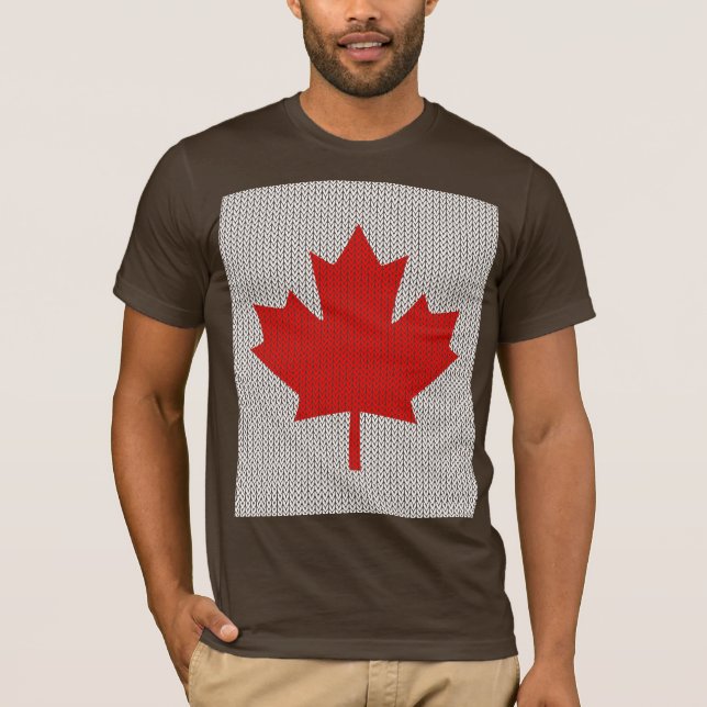 Camiseta Knit Style Maple Leaf Knitting Motif (Frente)