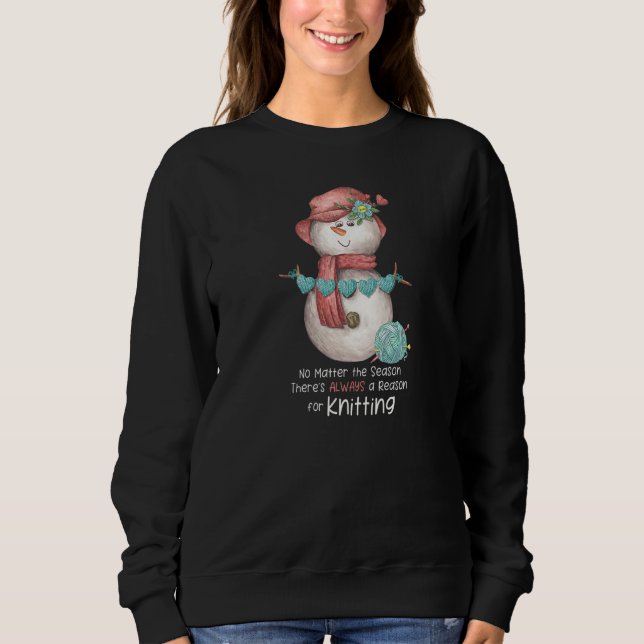 Camiseta Knitting Snowman Winter Season Cute Hobby   (Frente)