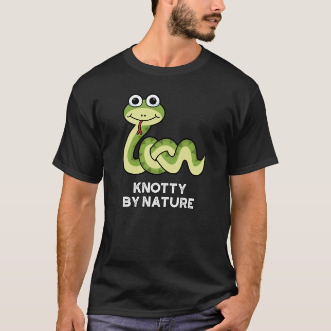 Camiseta Knotty por Nature Engraçado Cobra Pun Dark BG (Frente)