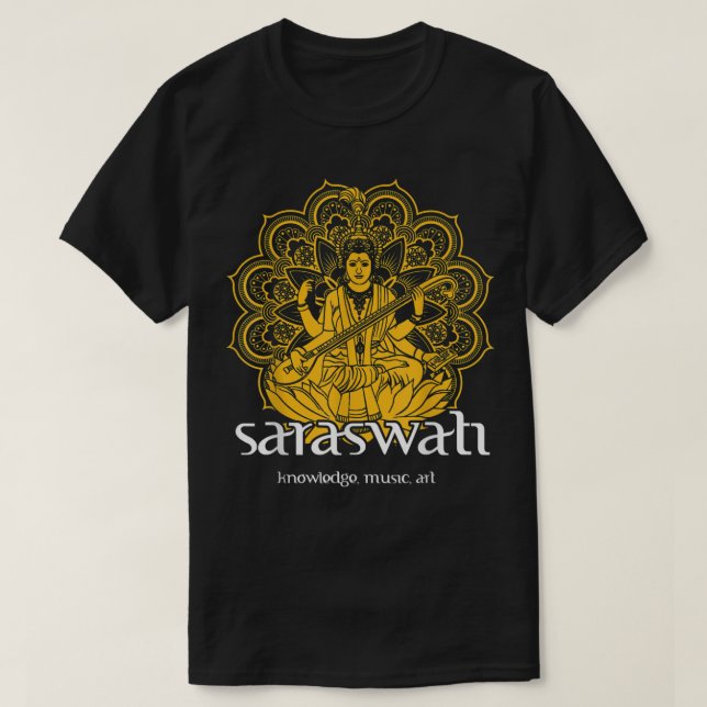 Camiseta Knowledge Music Art Mandala Saraswati Deusa (Frente do Design)