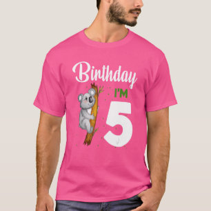 Camiseta Koala Birthday 5 Raiz De 5 Anos Kids Bo