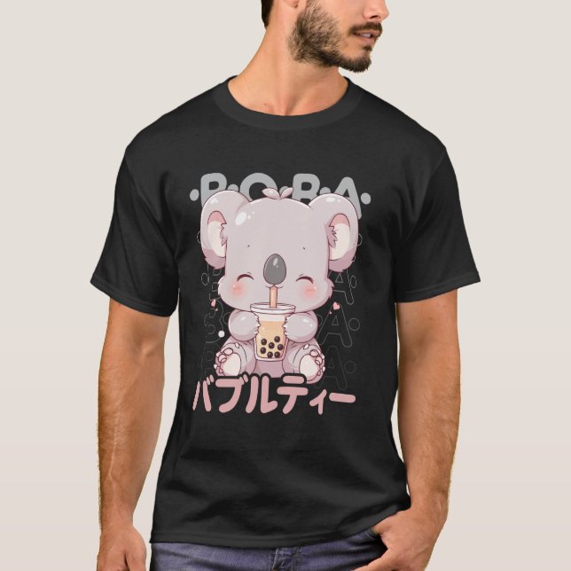 Camiseta Koala Boba Tea Kawaii Bubble Tea Koala Anime Neko  (Frente)