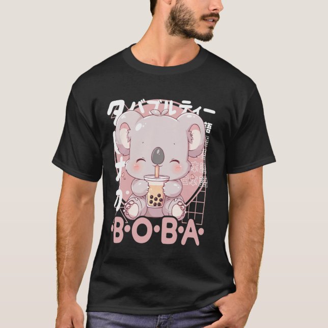 Camiseta Koala Boba Tea Kawaii Bubble Tea Koala Anime Neko  (Frente)