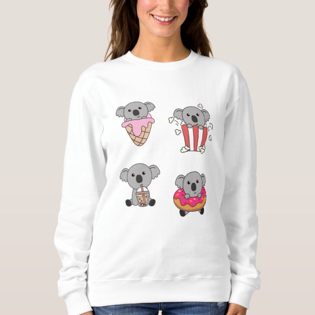 Camiseta Koala Com Kawaii Koalas Comida (Frente)