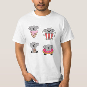 Camiseta Koala Com Kawaii Koalas Comida