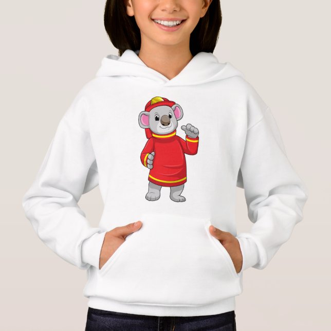 Camiseta Koala como Bombeiro com Helmet (Frente)