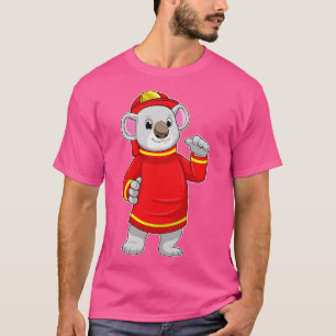 Camiseta Koala como Bombeiro com Helmet