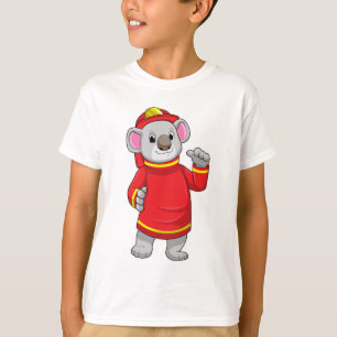 Camiseta Koala como Bombeiro com Helmet