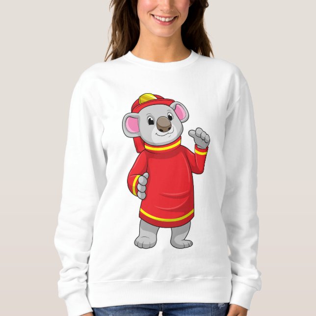 Camiseta Koala como Bombeiro com Helmet (Frente)