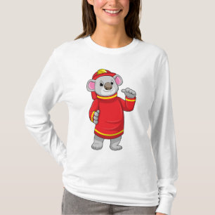 Camiseta Koala como Bombeiro com Helmet