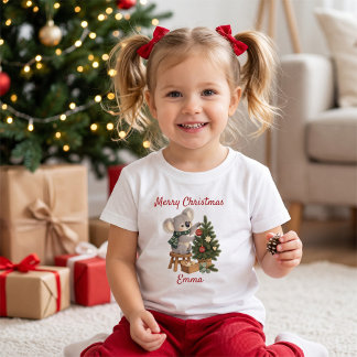 Camiseta Koala de Natal Personalizado para Crianças Feliz N