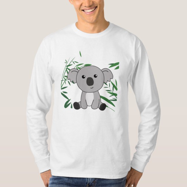 Camiseta Koala Em Bamboo Animais Doce Para Crianças Coala (Frente)
