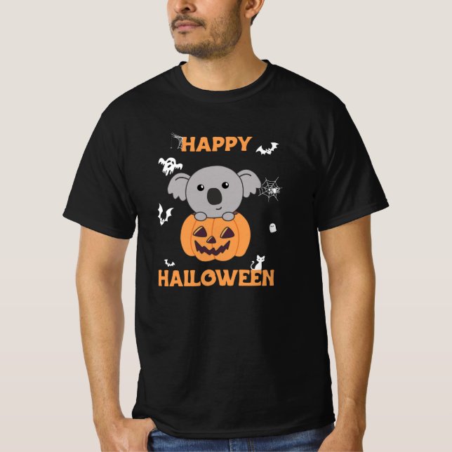 Camiseta Koala Em Pumpkin Sweet Koalas Feliz Halloween (Frente)