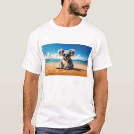 Camiseta Koala em uma praia arenosa
