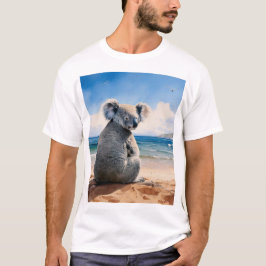 Camiseta Koala em uma praia arenosa