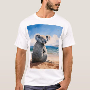 Camiseta Koala em uma praia arenosa