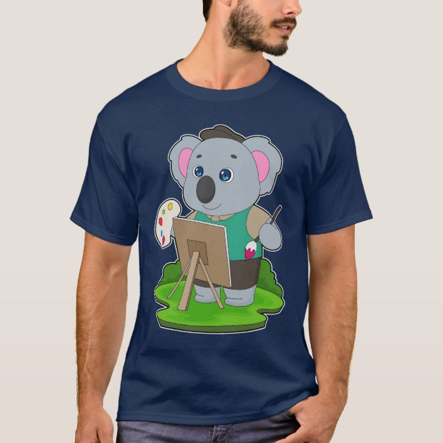 Camiseta Koala Painter Paintbrush Painting (Frente)