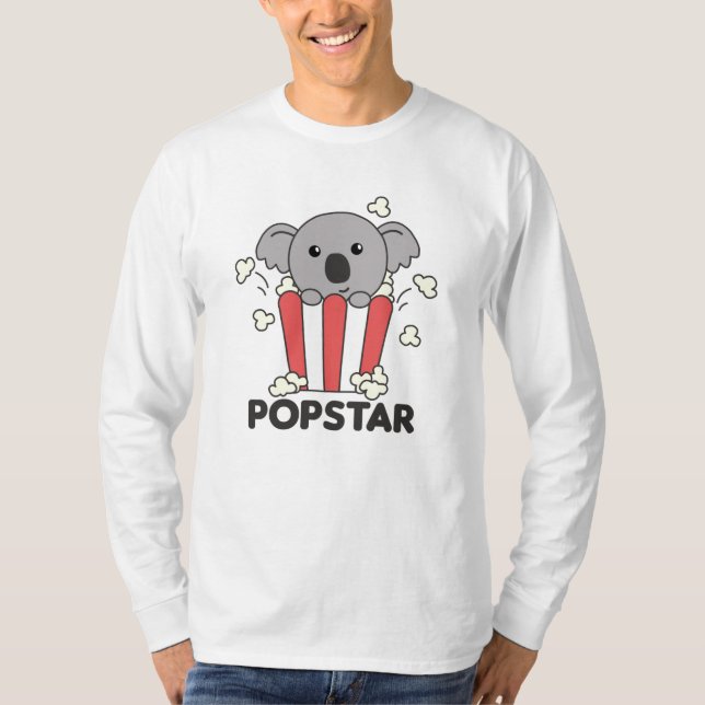 Camiseta Koala Popcorn Hora Animais Engraçados Na Comida (Frente)