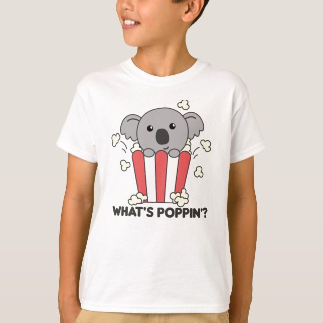 Camiseta Koala Popcorn Whats Poppin Funny Koalas (Frente)
