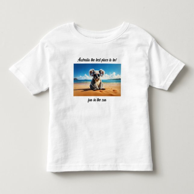 Camiseta Koala praia arenosa Austrália o melhor lugar para  (Frente)