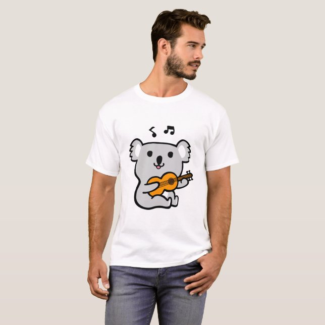 Camiseta Koala que joga a guitarra (Frente Completa)