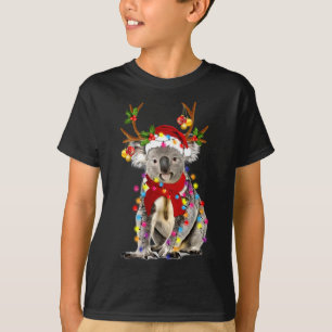 Camiseta Koala Reindeer Xmas Luzes Feliz Natal