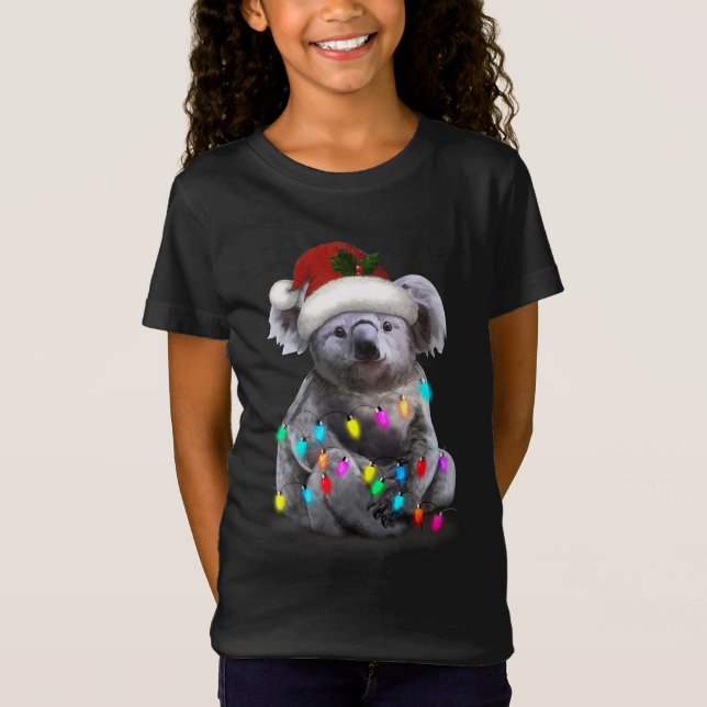 Camiseta Koala Sentada Com Luzes De Natal (Frente)