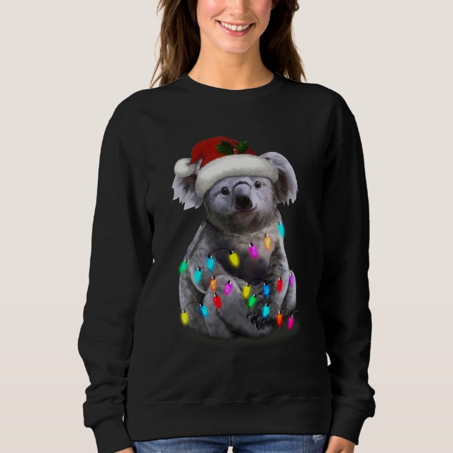 Camiseta Koala Sentada Com Luzes De Natal (Frente)