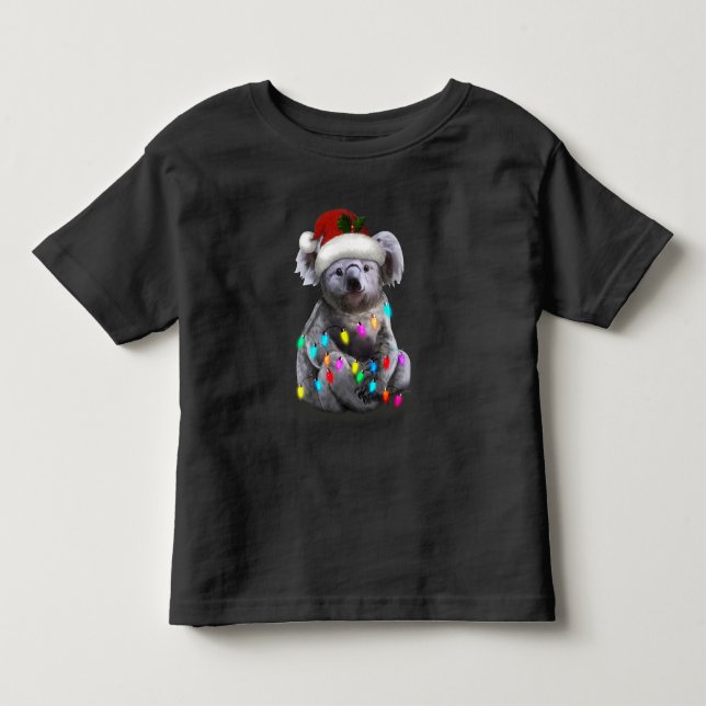 Camiseta Koala Sentada Com Luzes De Natal (Frente)