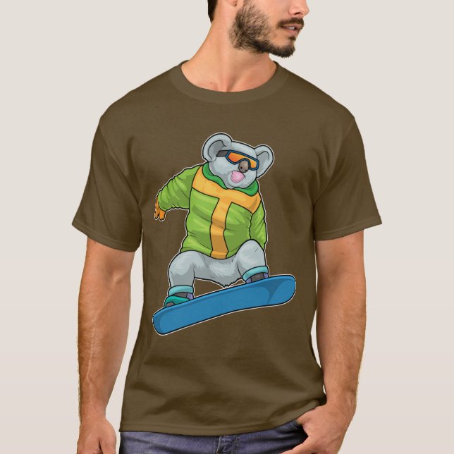 Camiseta Koala Snowboarder Snowboard (Frente)