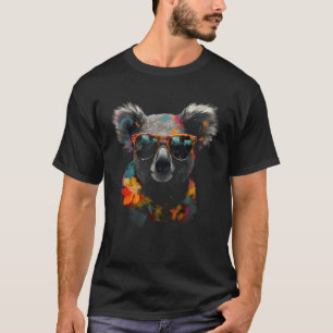 Camiseta Koala Trabalho de arte Sunglass Colorida Animal Ko