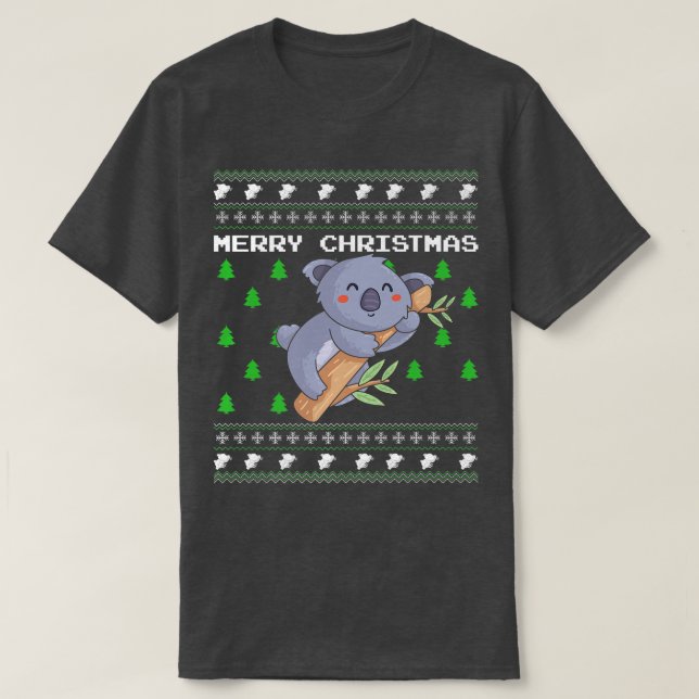 Camiseta Koala Ugly Christmas Party Celebration Candy Greet (Frente do Design)