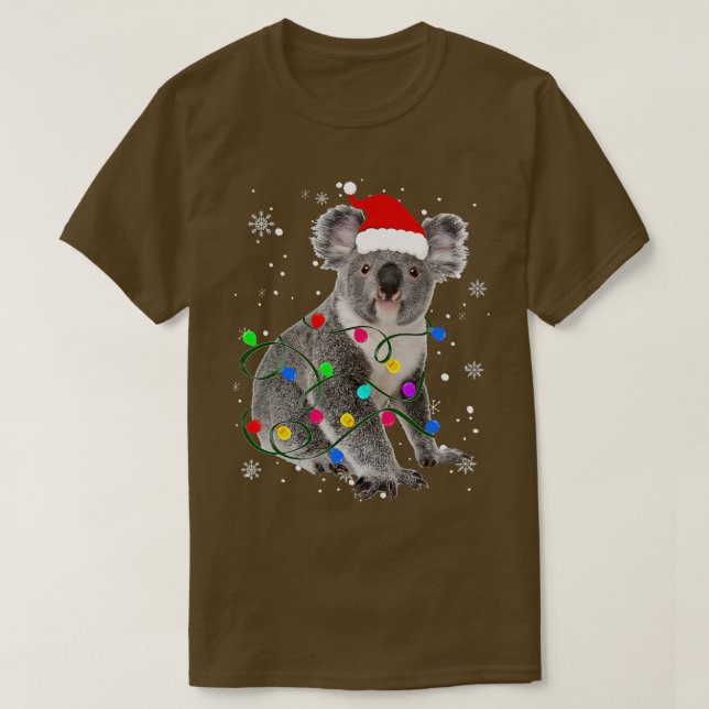 Camiseta Koala With Christmas Lights Christmas Animals Koal (Frente do Design)