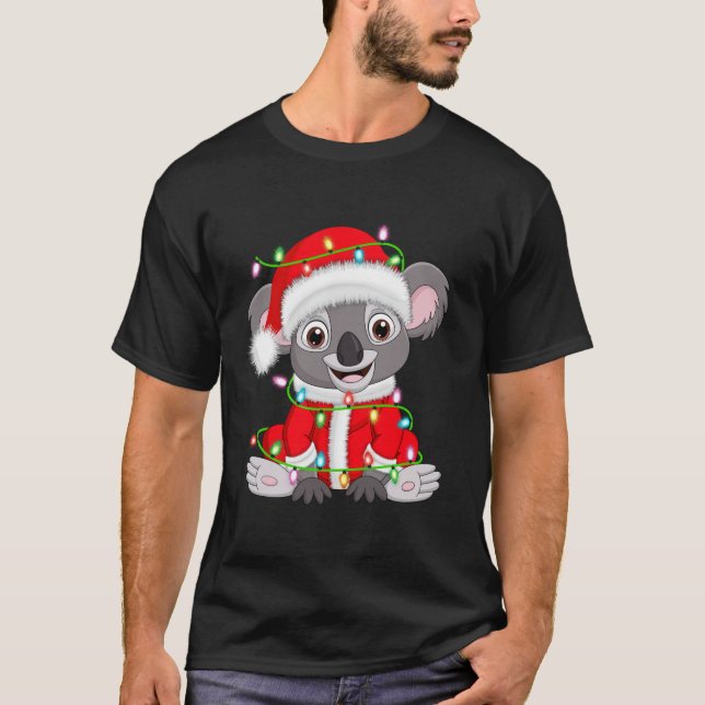 Camiseta Koala Xmas Papais noeis de iluminação Costume Koal (Frente)