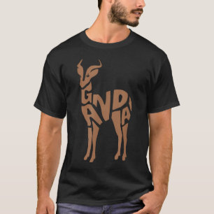 Camiseta Kob Ugandês Arte de Palavras Uganda - Africano Div