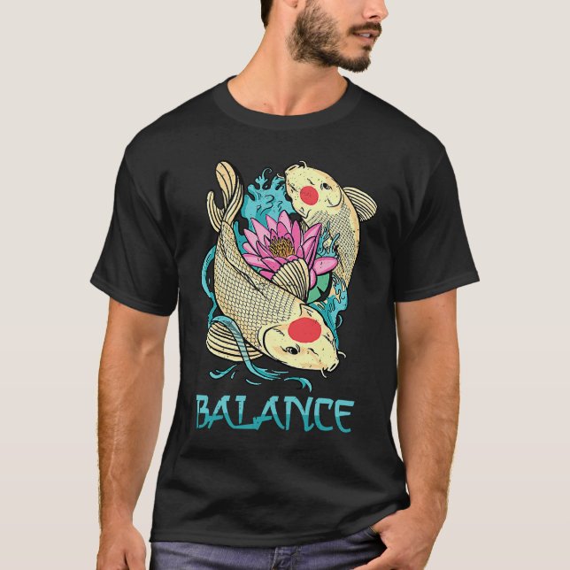 Camiseta Koi  Balance  Minimalist  Peace  Fish  Petshop  Yo (Frente)
