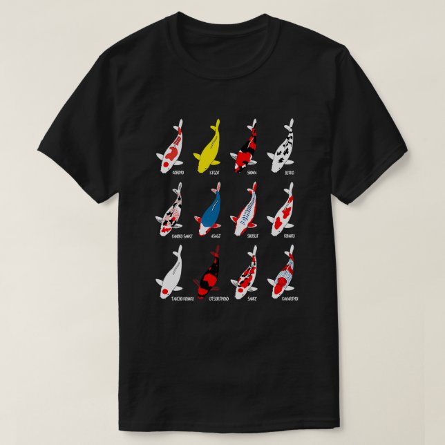 Camiseta Koi Brees Nomes Koicarp Koifish Garden Pond Fish (Frente do Design)
