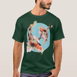 Camiseta Koi Carp Fish Cherry Blossoms Japonês Sakura