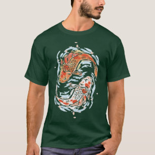 Camiseta Koi Carp Nishikigoi Fish Pond Woodblock Y