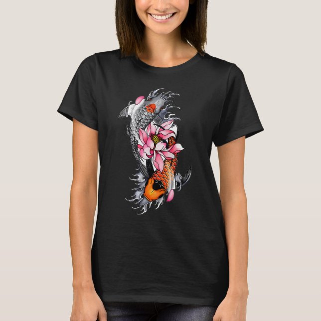 Camiseta Koi e Lírio Branco (Frente)